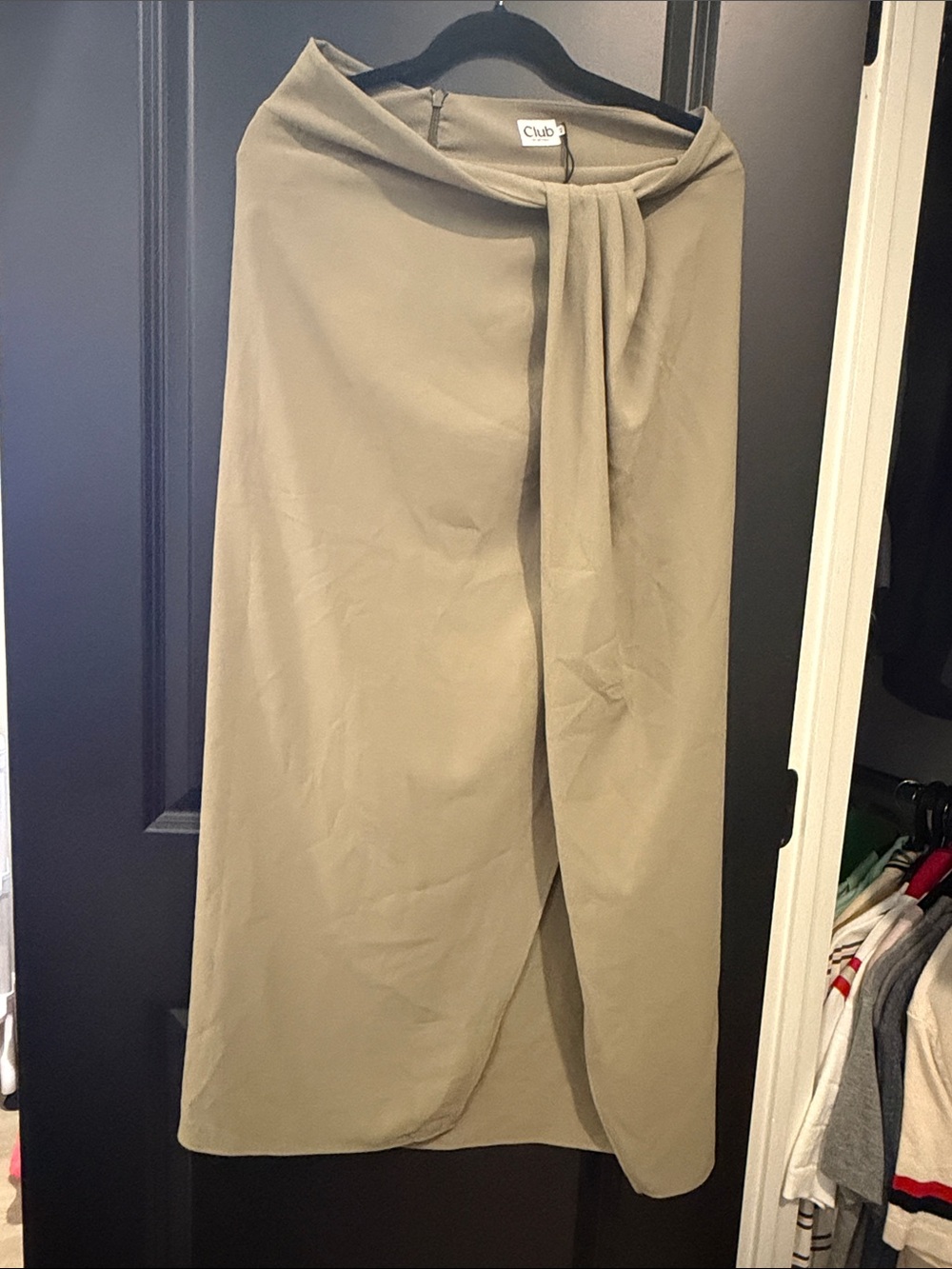 Side-Tie Midi Skirt in Taupe